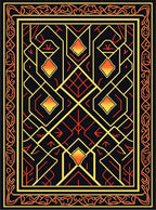 Geometric Fire Gold Art Deco Design Rug