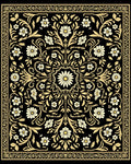Vintage Floral Motif Black Gold Rug