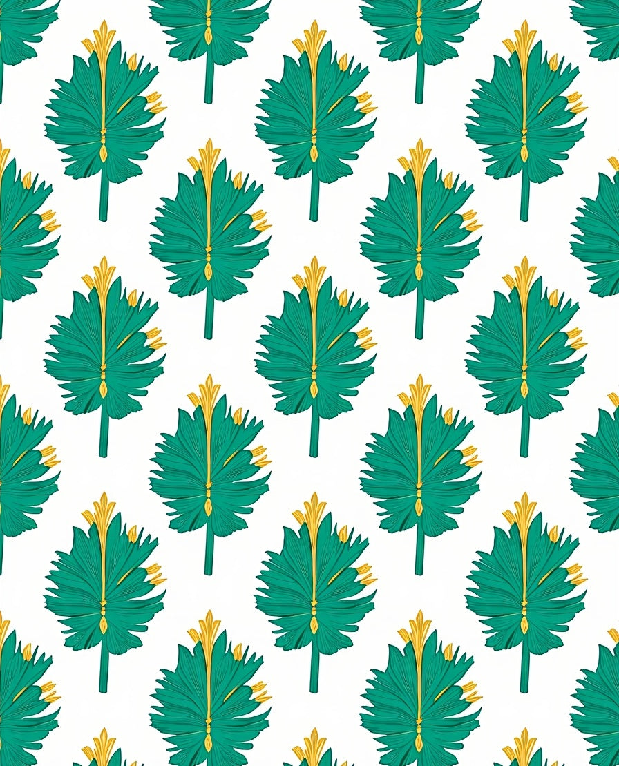 Emerald Gold Leaf Pattern Rug