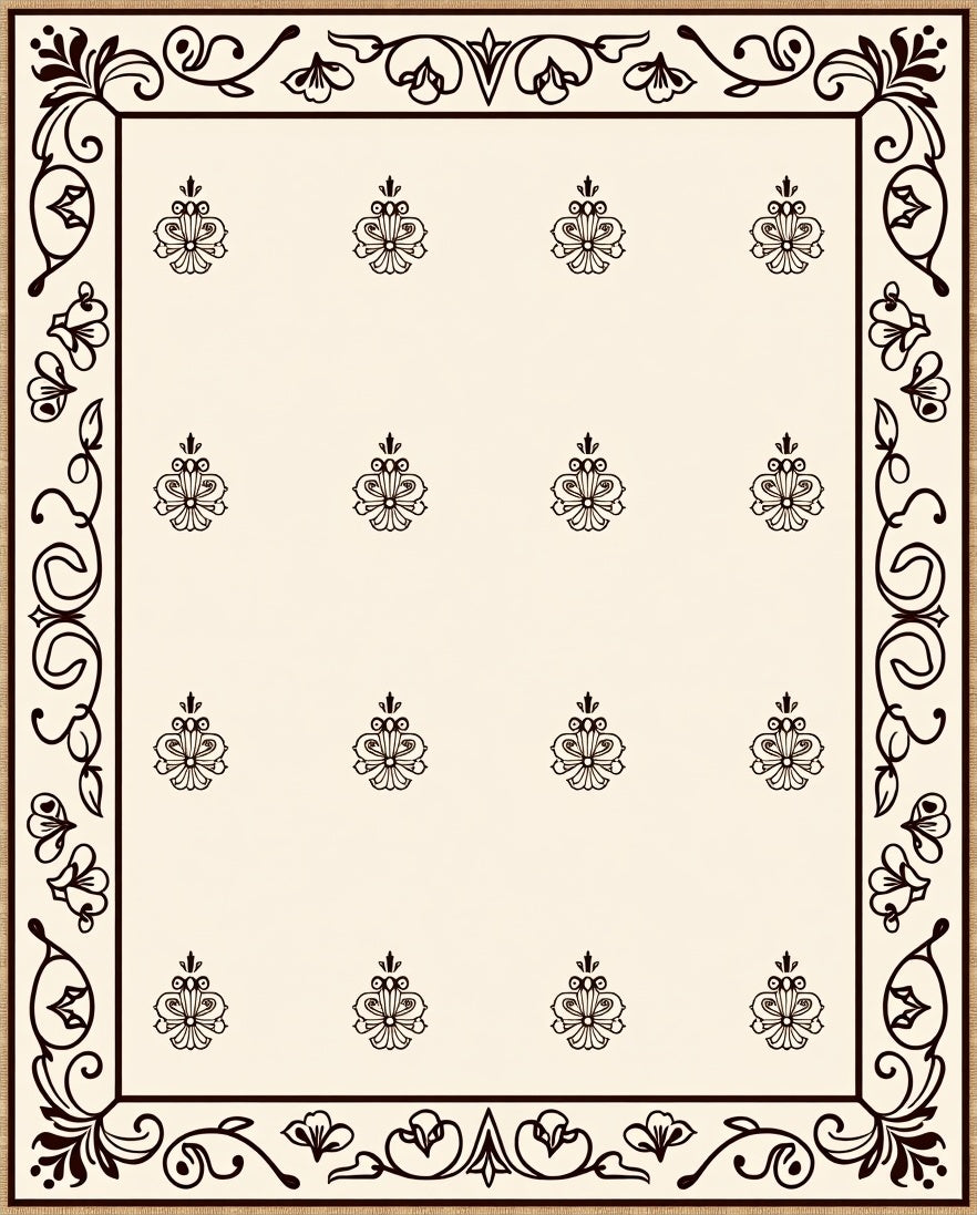 Classic Floral Scrollwork with Medallion Pattern Rug
