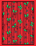Red Holly Bow Snowflake Striped Rug