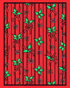 Red Holly Bow Snowflake Striped Rug