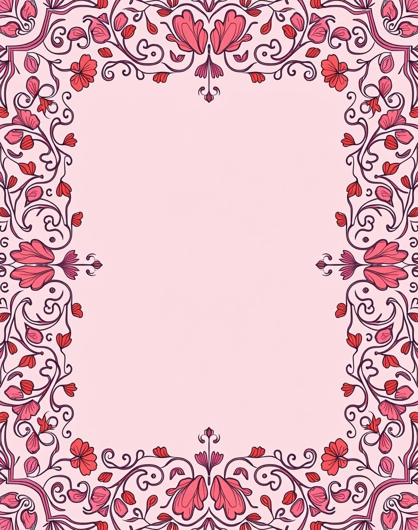 Elegant Pink Floral Vine Pattern Rug