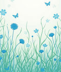 Blue Butterfly Meadow Floral Arrangement Rug
