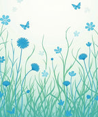 Blue Butterfly Meadow Floral Arrangement Rug
