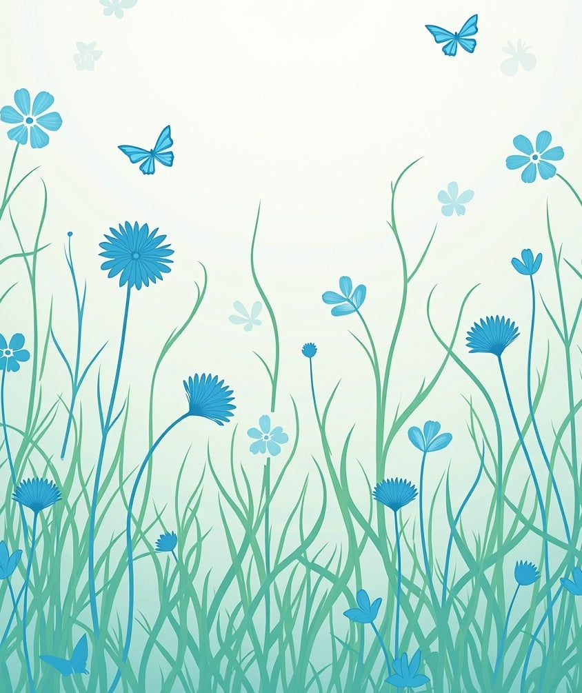 Blue Butterfly Meadow Floral Arrangement Rug