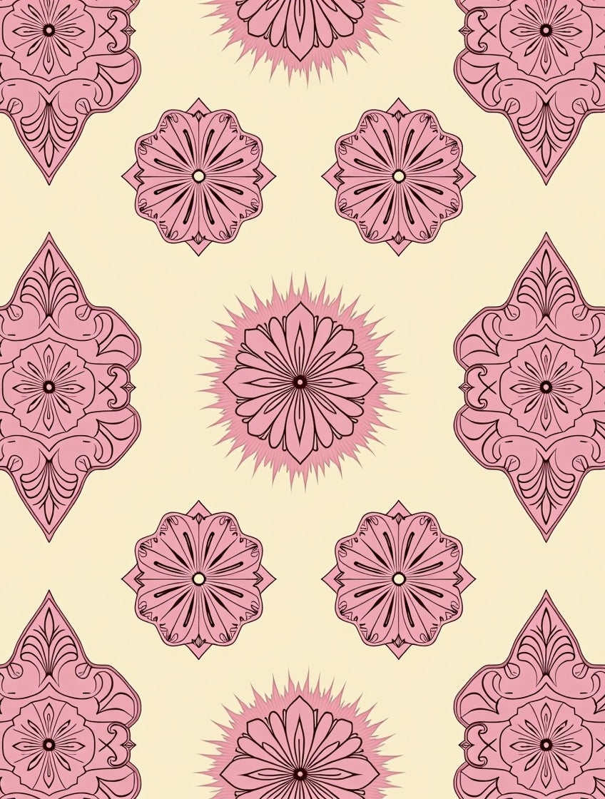 Pink Floral Mandala Pattern Design Rug