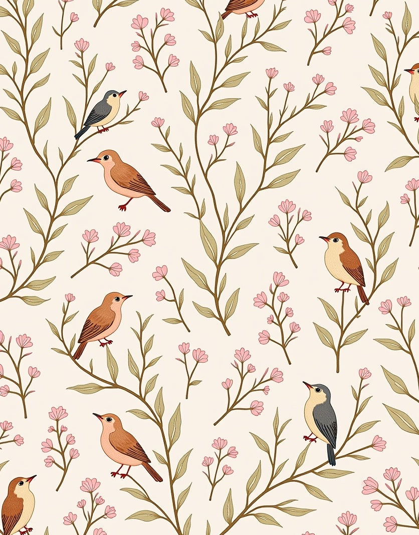 Whimsical Birds And Blossoms Pattern Rug