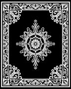 Ornate Black White Floral Mandala Rug