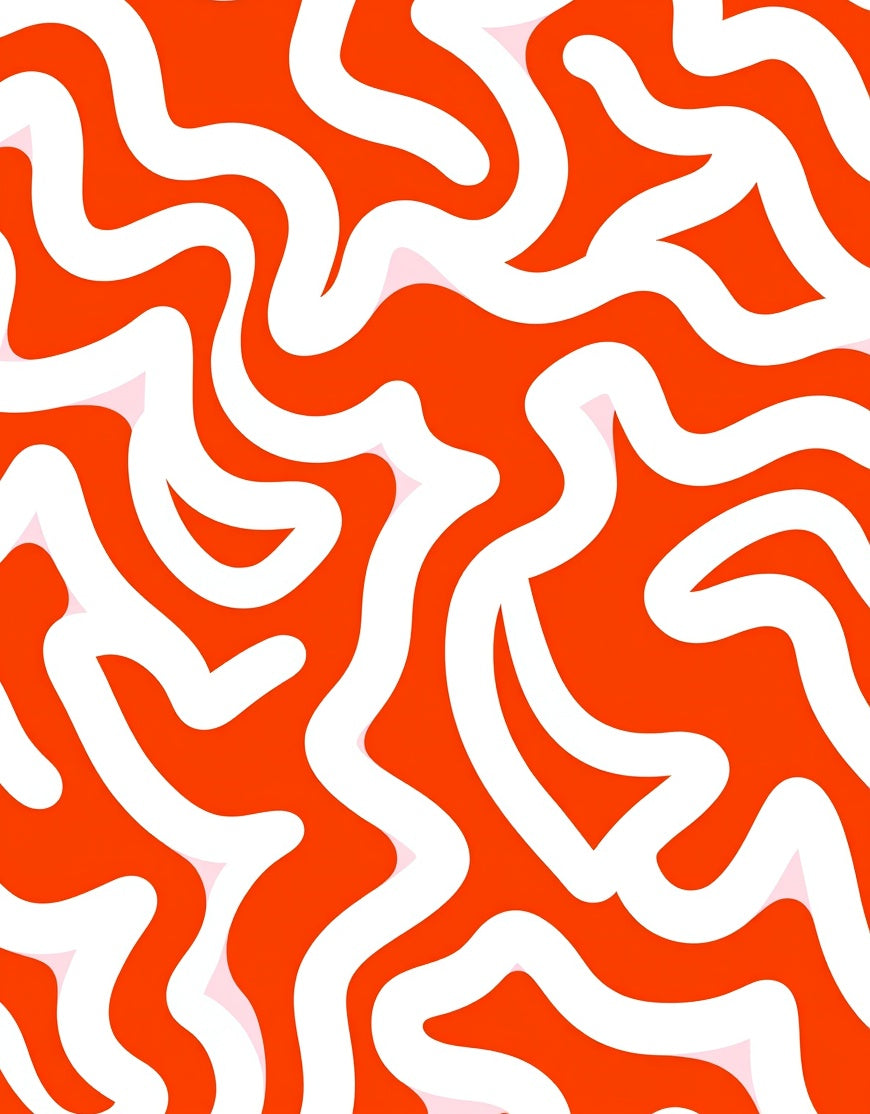Bold Orange White Swirl Pattern Rug
