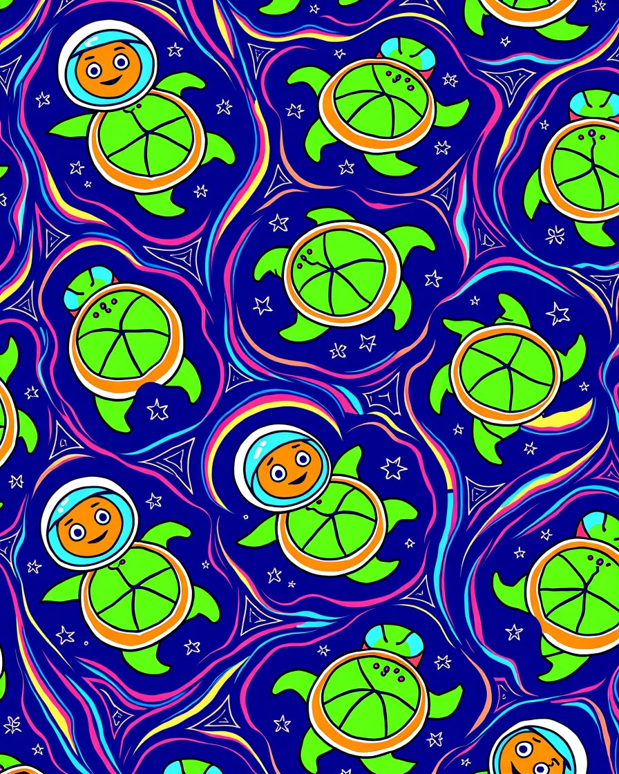 Cute Astronaut Turtles In Space Rug
