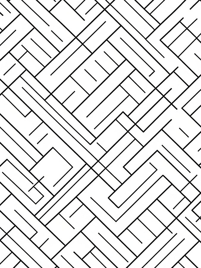 Abstract Interlocking Lines Geometric Design Rug