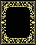 Elegant Yellow Floral Scroll Border Rug