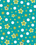 Teal Yellow Star Garland Circles Rug