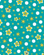 Teal Yellow Star Garland Circles Rug
