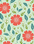 Coral And Teal Floral Botanical Pattern Rug