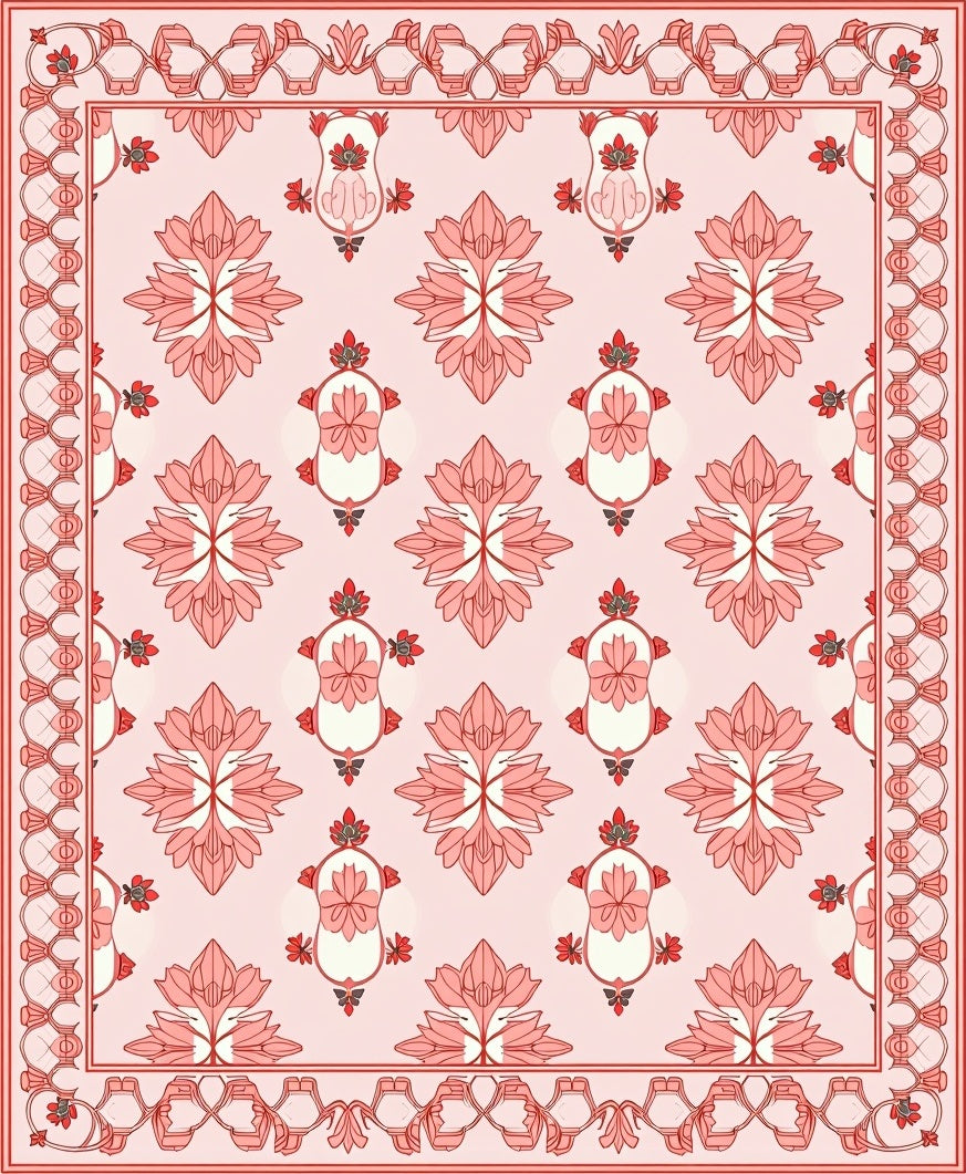 Coral Floral Elegant Classic Pattern Rug