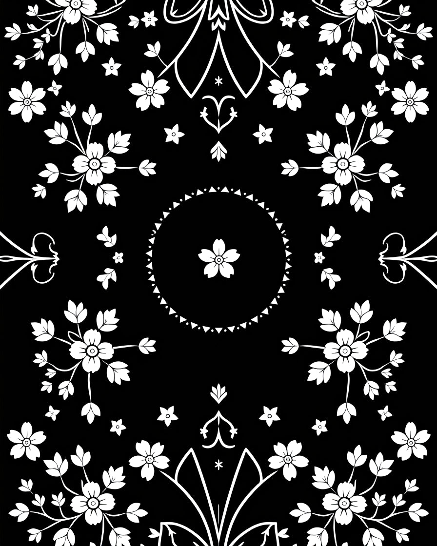 Elegant Floral Wreath Repeating Pattern Rug