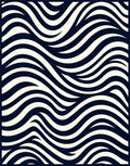 Navy Cream Bold Wave Rug