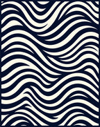 Navy Cream Bold Wave Rug