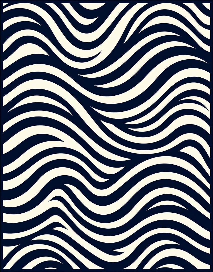Navy Cream Bold Wave Rug