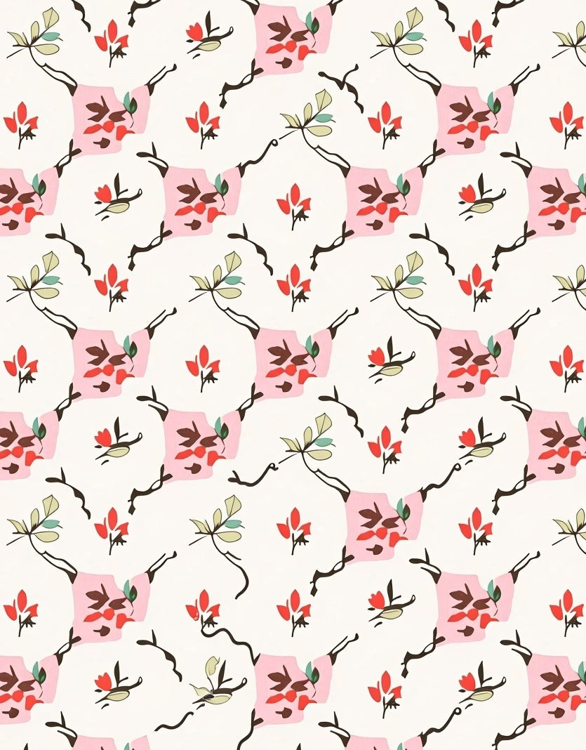 Retro Floral Lattice Pattern Rug