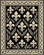Classic Fleur de Lis Laurel Wreath Pattern Rug