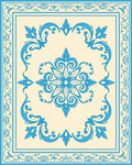 Elegant Blue Floral Medallion Border Design Rug