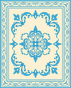 Elegant Blue Floral Medallion Border Design Rug