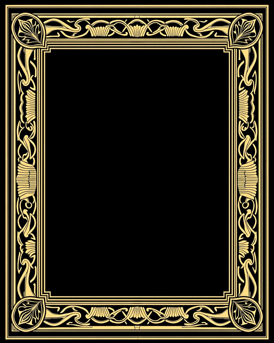 Art Nouveau Golden Floral Border Rug