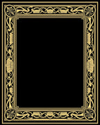Art Nouveau Golden Floral Border Rug