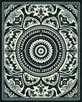 Intricate Floral Mandala Black and Ivory Rug