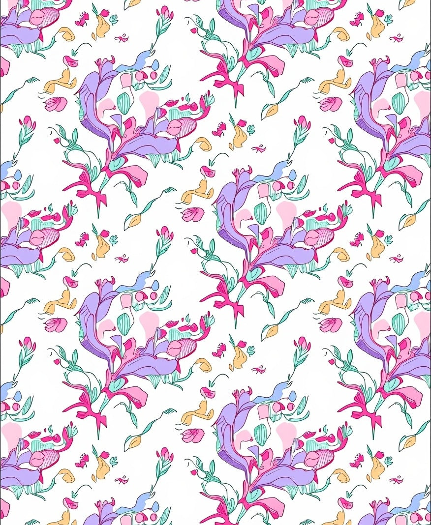 Whimsical Floral Swirl Pattern Rug