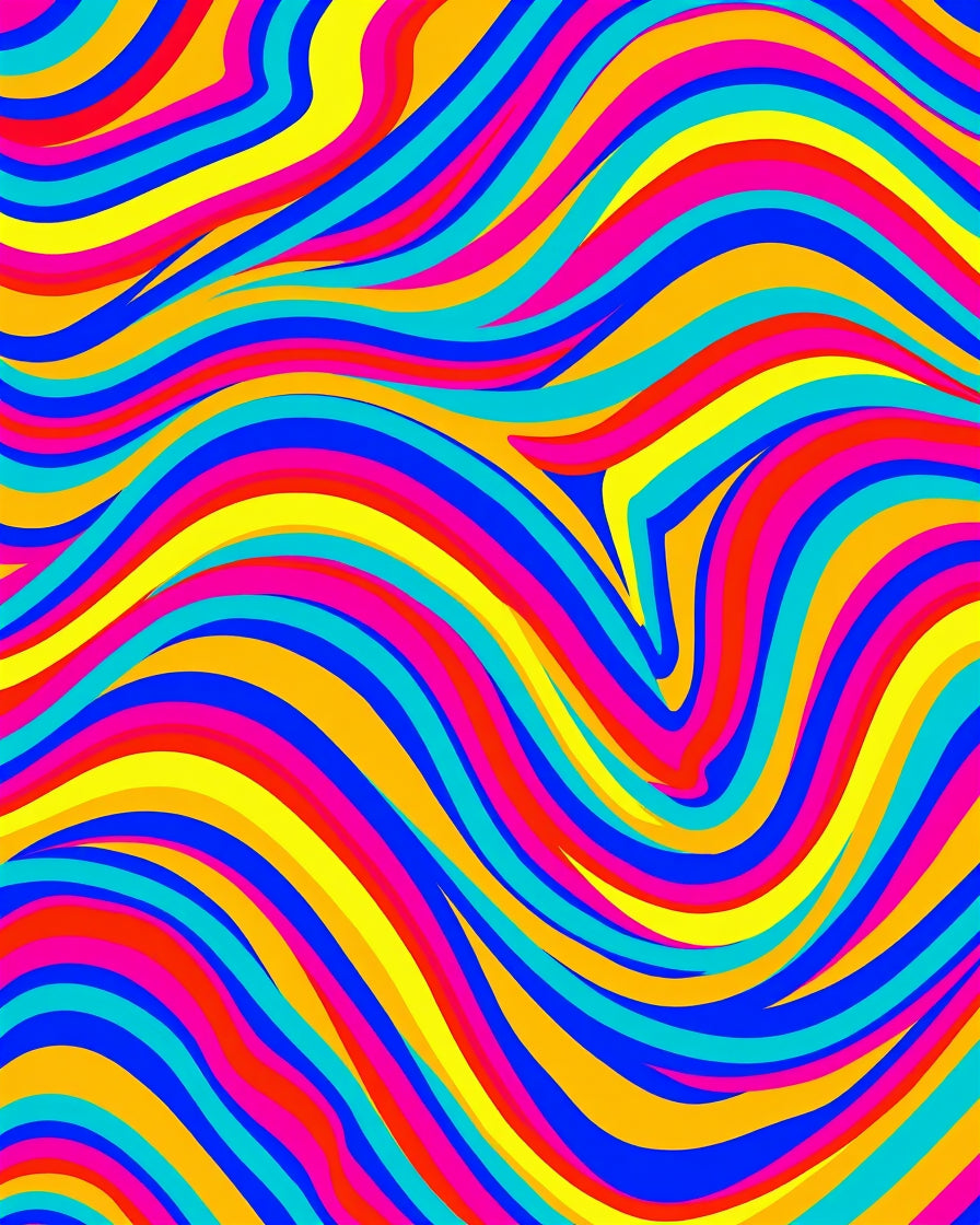 Vibrant Wavy Swirl Abstract Pattern Rug
