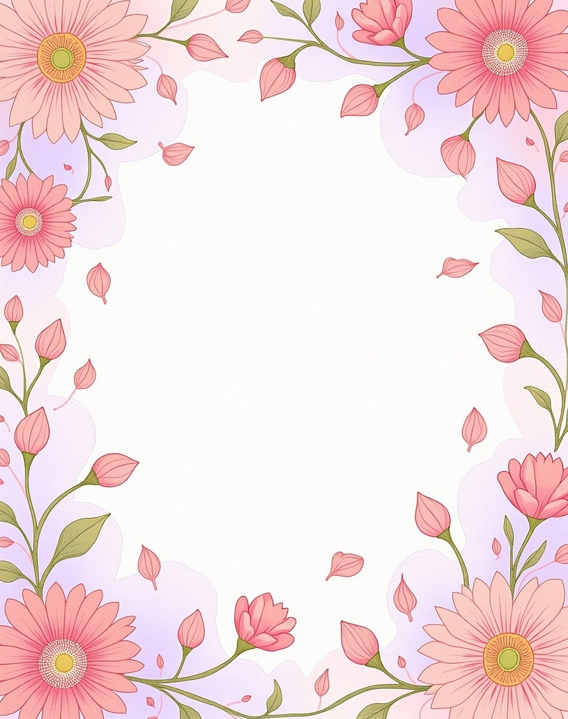 Soft Pink Floral Vine Pattern Rug