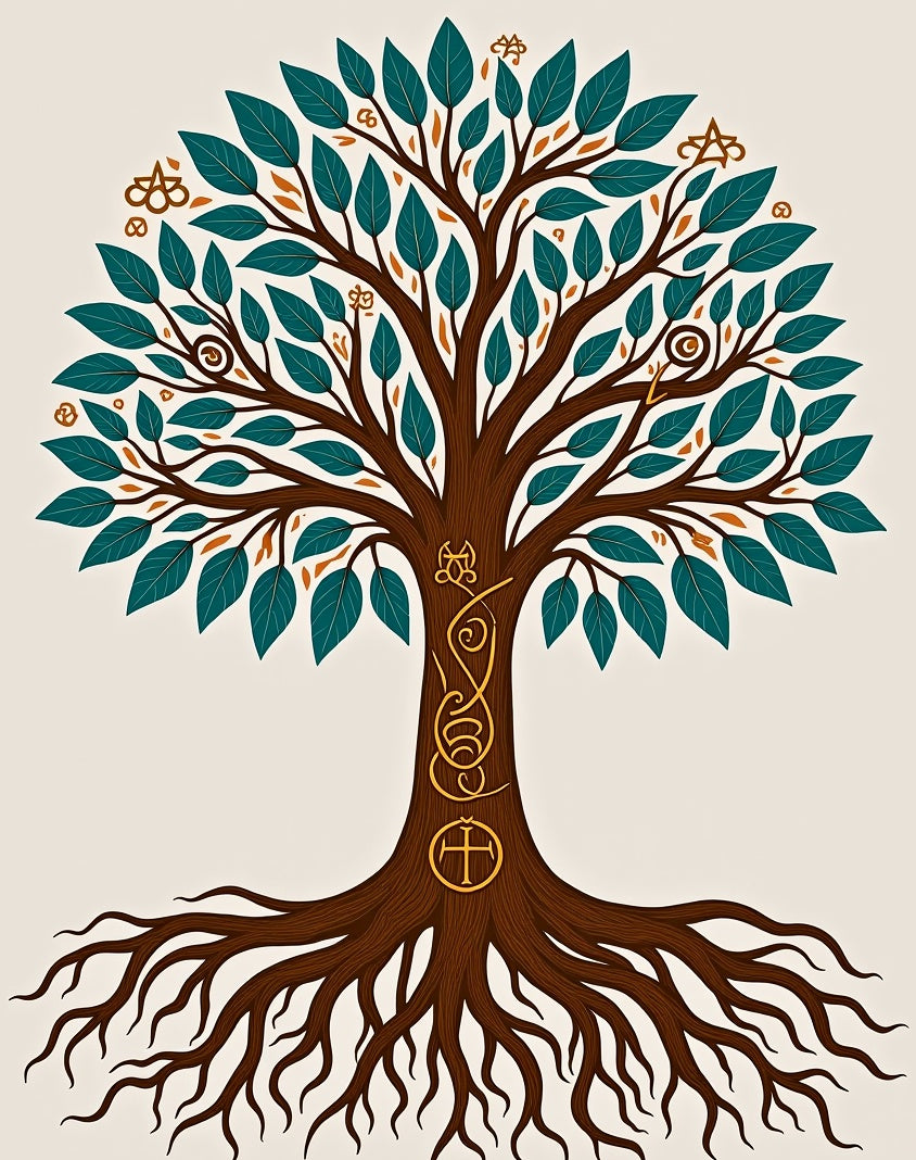 Whimsical Tree Of Life Pattern Rug