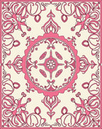 Pink Floral Tones Mandala Inspired Design Rug