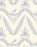 Pale Grey Feather Motif Pattern Rug