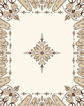 Elegant Floral Bordered Creamy Rug