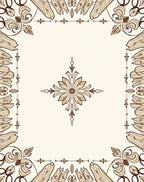 Elegant Floral Bordered Creamy Rug