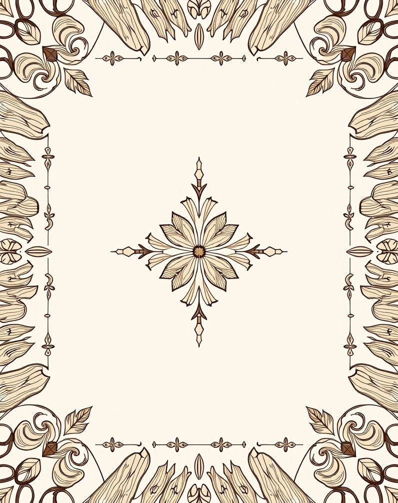 Elegant Floral Bordered Creamy Rug