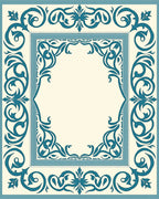 Ornate Teal Scrollwork Classic Pattern Rug