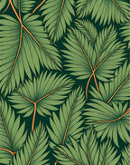 Lush Green Palm Frond Pattern Rug
