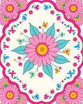 Pink Daisy Butterfly Floral Pattern Rug
