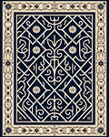 Ornate Geometric Floral Cream Navy Rug