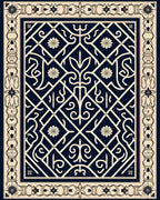 Ornate Geometric Floral Cream Navy Rug