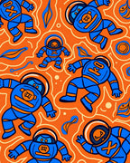 Funky Blue Astronaut Spaced Out Pattern Rug