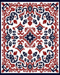 Classic Red Navy Floral Medallion Pattern Rug