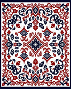 Classic Red Navy Floral Medallion Pattern Rug