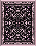 Black Pink Floral Lattice Medallion Rug